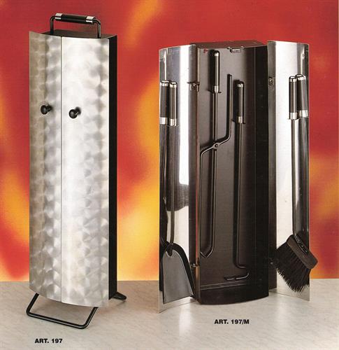 Set accessori inox per camino con armadietto ad ante