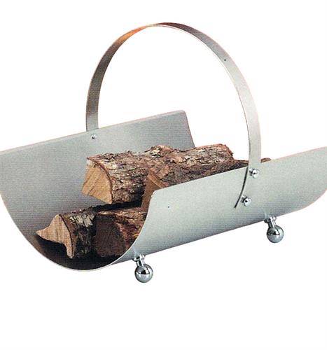 Portalegno acciaio inox con maniglia tonda