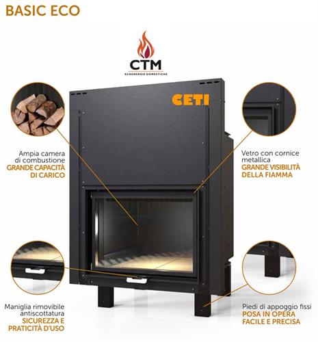 Termocamino CTM Basic Eco 24 Full Link S0 idro Porta scomparsa